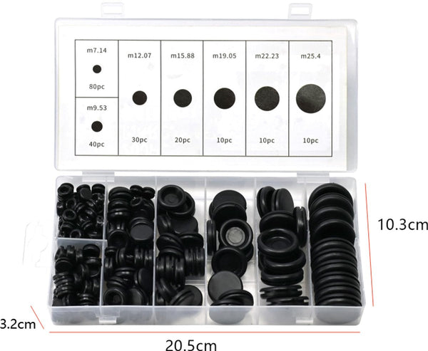 200 Pack Black Rubber Grommets 7Mm / 25Mm Wire & Cable Protection Cable Cleats Clamps & Ties