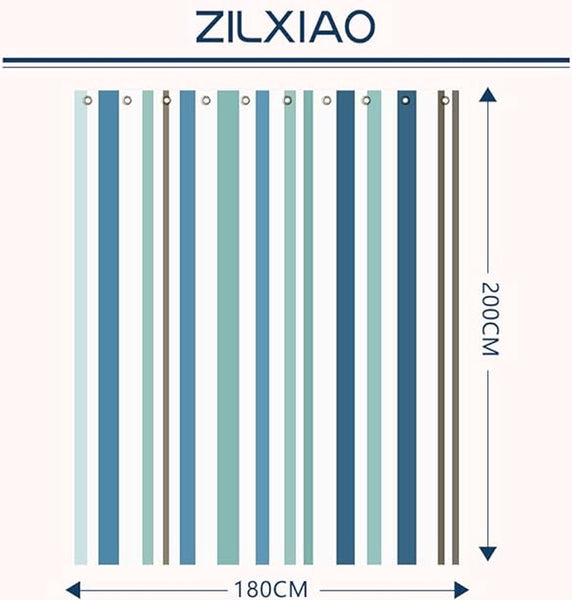 Waterproof Polyester Shower Curtain Romantic Stripes 180 X 200 Cm Anti Mold Shower Curtains