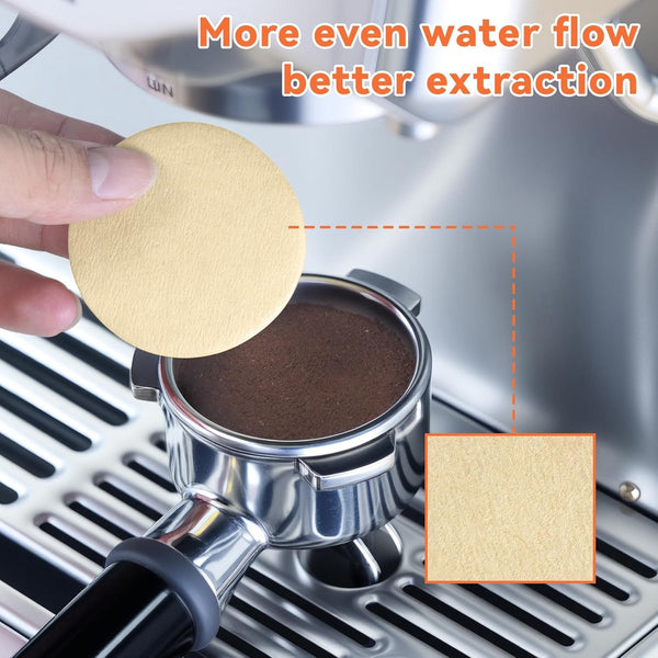 Coffee Filter Paper 400 Pieces Filters Wood Fiber Round Replacement Micropaper Barista Tools For And Espresso Machines 58Mm Khaki Coffee Tea & Espress