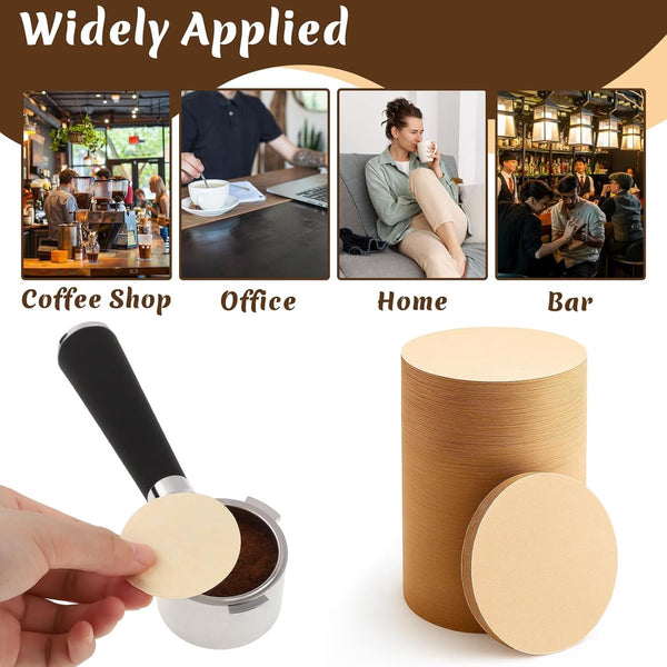 Coffee Filter Paper 400 Pieces Filters Wood Fiber Round Replacement Micropaper Barista Tools For And Espresso Machines 58Mm Khaki Coffee Tea & Espress