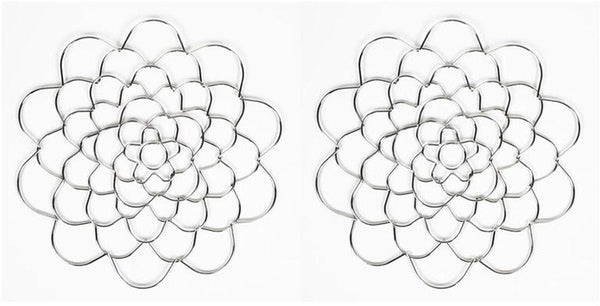 Flower Arrangement Holder Set 2 Pieces Stand Stainless Steel Metal Wire Arranger Reusable Arranging Tool Grid Organizer Suitable For Vases Stems And B