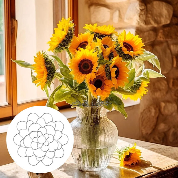 Flower Arrangement Holder Set 2 Pieces Stand Stainless Steel Metal Wire Arranger Reusable Arranging Tool Grid Organizer Suitable For Vases Stems And B
