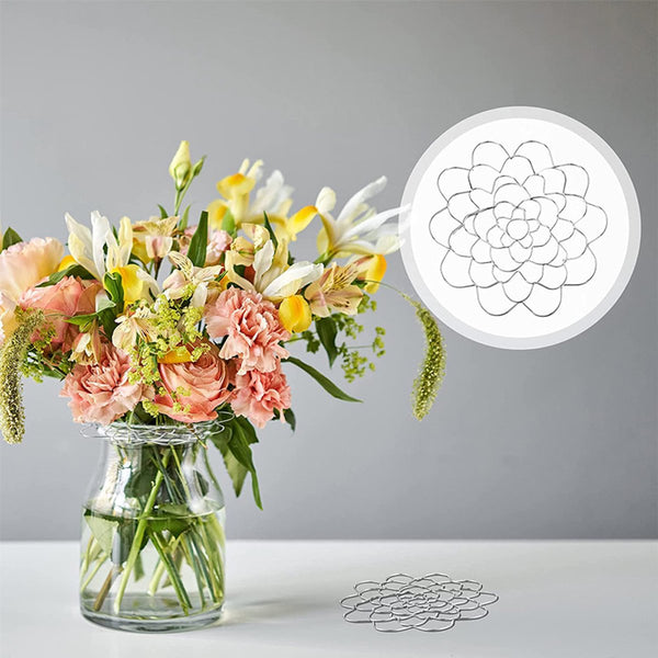 Flower Arrangement Holder Set 2 Pieces Stand Stainless Steel Metal Wire Arranger Reusable Arranging Tool Grid Organizer Suitable For Vases Stems And B