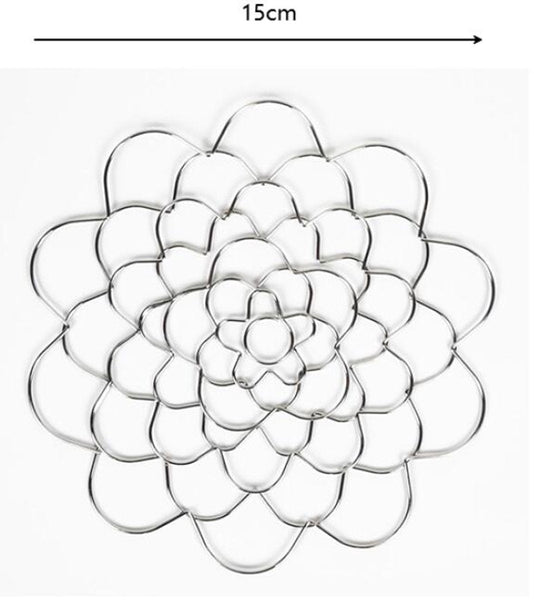 Flower Arrangement Holder Set 2 Pieces Stand Stainless Steel Metal Wire Arranger Reusable Arranging Tool Grid Organizer Suitable For Vases Stems And B
