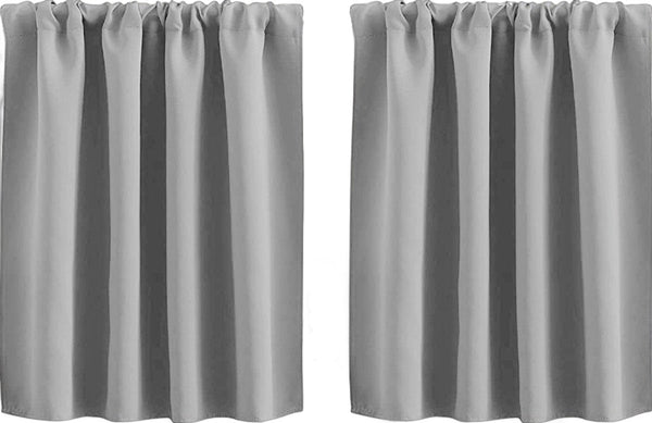 2 Pieces Curtain Small Window Curtains For Bedroom Kitchen Cupboard Child Basement Camper 76*60Cm Light Gray Blackout Polyester Curtain Poles & Access