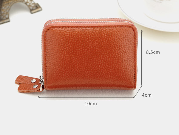 Rfid Credit Card Holder Wallet 10 Cards Zipper Leather Black Gift 10X8.5X4cm Business Card Holders
