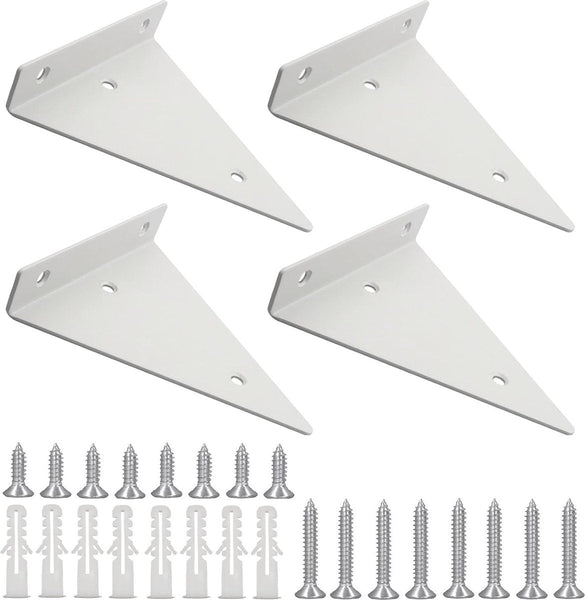 Wall Shelf Brackets 4 Pieces Iron White 140 X 130 27Mm Multifunctional Mounted Heavy Invisible For Mounting Hidden Wooden Braces & Brackets