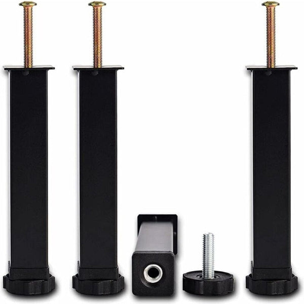 Bed Frame Support Leg 4 Pieces 35 Cm (+2 Cm) Adjustable Black Cold Rolled Iron Furniture Legs Retractable For Frames With M8a60 Mm Bolt Furniture Part
