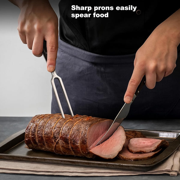 Waffle Meat Fork Stainless Steel Handle Serving Carving Tool 30 Cm Black Kitchen Utensil Grill Turkey Roast Forks