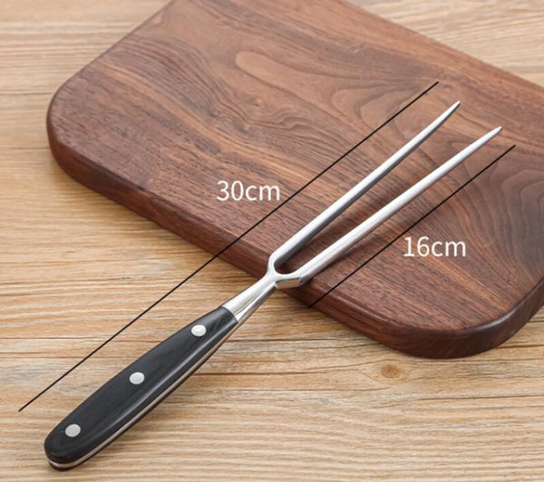Waffle Meat Fork Stainless Steel Handle Serving Carving Tool 30 Cm Black Kitchen Utensil Grill Turkey Roast Forks