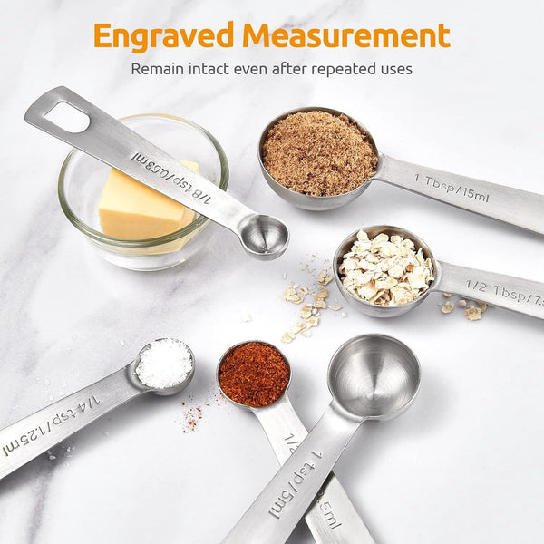 Measuring Spoons Set 9 Pieces Cups Bpa Free Gram & Ml Weighing Stainless Steel Silver 15Ml / 7.5Ml 3.75Ml 2.5Ml Measuring Cups Jugs & Spoons