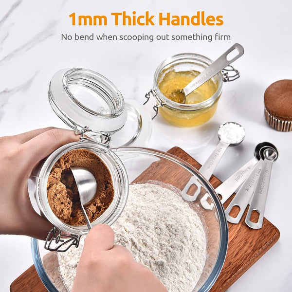 Measuring Spoons Set 9 Pieces Cups Bpa Free Gram & Ml Weighing Stainless Steel Silver 15Ml / 7.5Ml 3.75Ml 2.5Ml Measuring Cups Jugs & Spoons