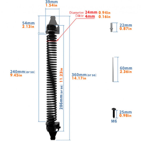 Black Carbon Steel Self Closing Spring For Wooden Gates And Doors 36Cm Other Door Hardware