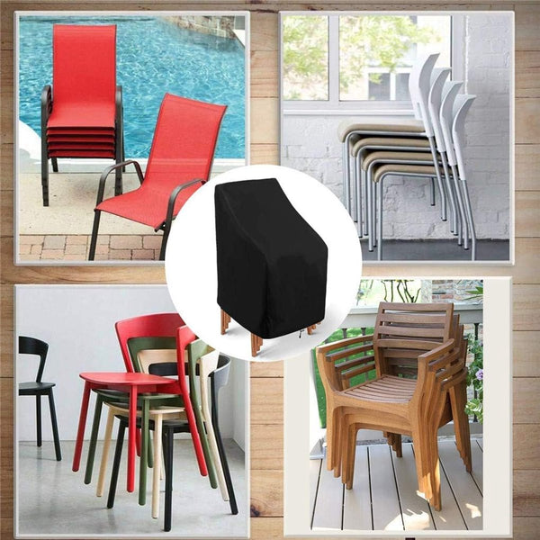 Garden Chair Cover Waterproof Protective For Furniture Chairs Suitable Stackable 89*89*120/89Cm Black 210D Oxford Cloth Durable Covers Outdoor Furnitu