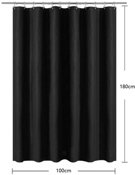 Waterproof Peva Shower Curtain With Rings Black 180X100cm Shower Curtains