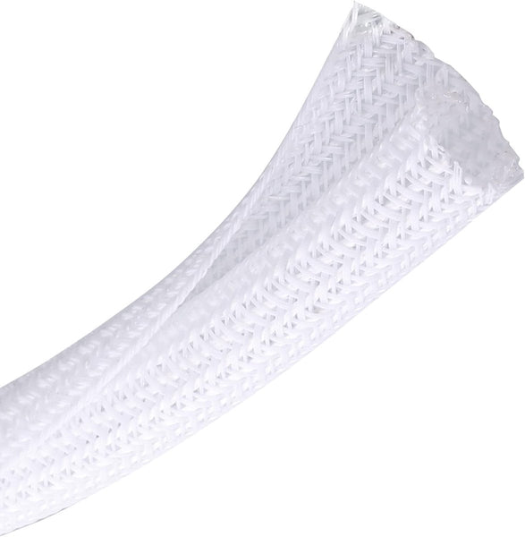 Cable Sleeve 2M Diameter 19Mm Management Braided Sheathing Protector Stretchable Cuttable Pet White For Tv / Computer Home Theater Engine Compartment
