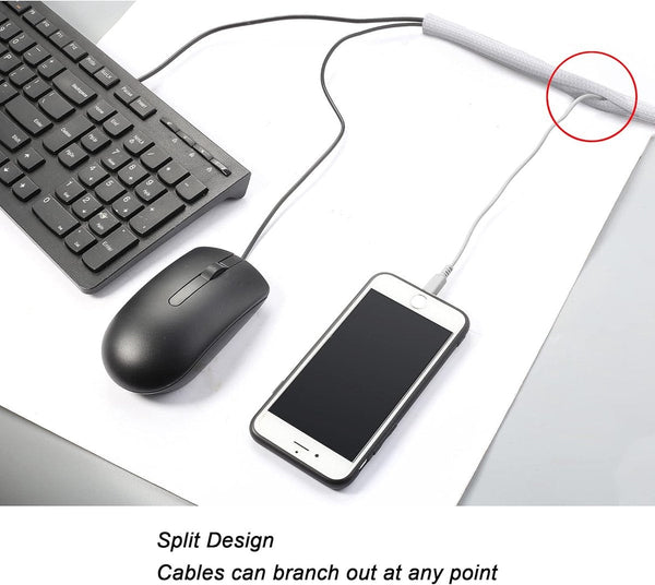 Cable Sleeve 2M Diameter 19Mm Management Braided Sheathing Protector Stretchable Cuttable Pet White For Tv / Computer Home Theater Engine Compartment