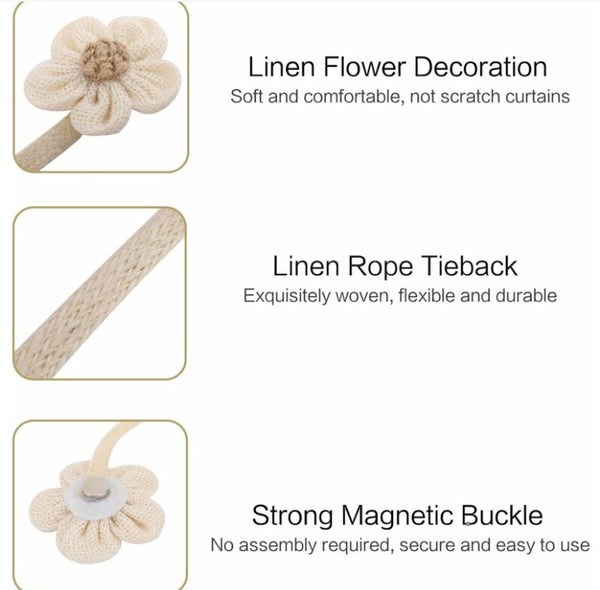 Curtain Holder 2 Pieces Tie Back Rope Magnetic Cord Beige 40 Cm Curtain Poles & Accessories