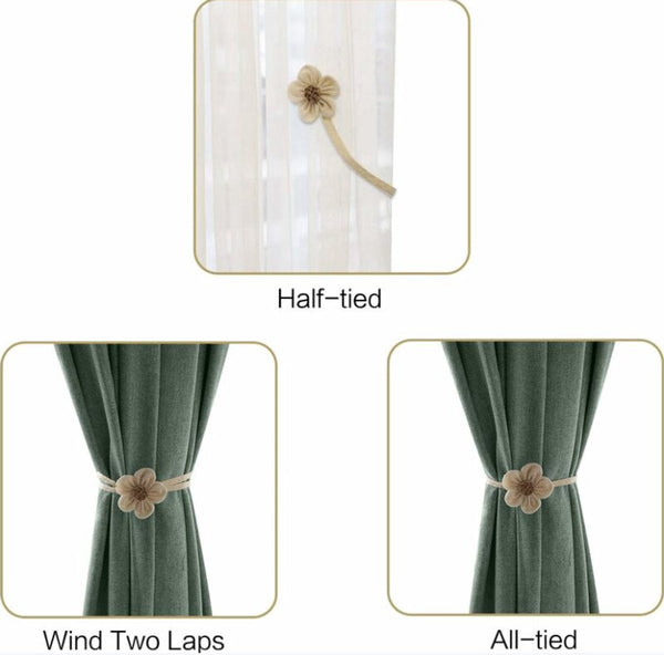 Curtain Holder 2 Pieces Tie Back Rope Magnetic Cord Beige 40 Cm Curtain Poles & Accessories