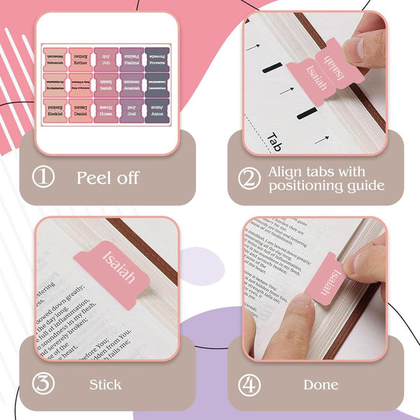 Bible Tabs Pink Gray Laminated Self Adhesive Easy Read 75 Adhesive Tapes
