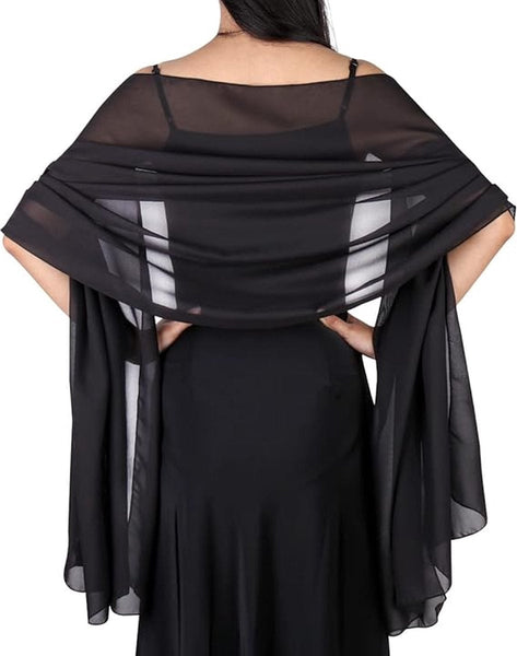 Black Chiffon Shawl Wrap Scarf For Women 200X70cm Scarves & Wraps