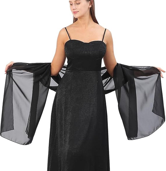Black Chiffon Shawl Wrap Scarf For Women 200X70cm Scarves & Wraps