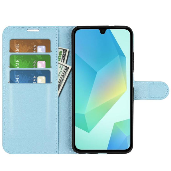 Compatible With Samsung Galaxy A17 5G Case Blue Litchi Texture Horizontal Flip Stand Cover For Cases Covers & Skins