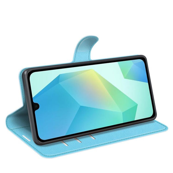 Compatible With Samsung Galaxy A17 5G Case Blue Litchi Texture Horizontal Flip Stand Cover For Cases Covers & Skins