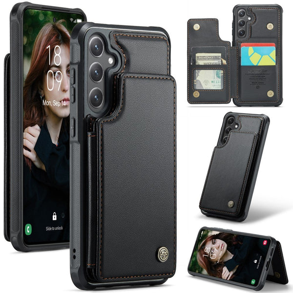Compatible With Samsung Galaxy S25 Case Rfid Protection And Stand In Black Cases Covers & Skins
