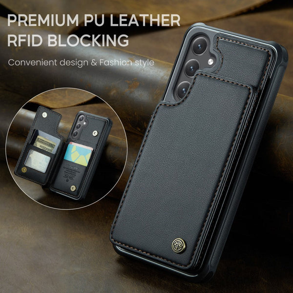 Compatible With Samsung Galaxy S25 Case Rfid Protection And Stand In Black Cases Covers & Skins