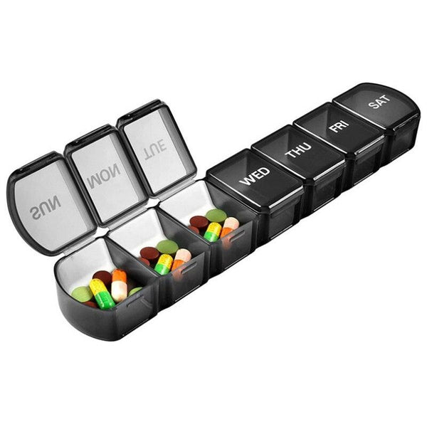 Week Medicine Dispenser With Large Compartments Black Pill Boxes