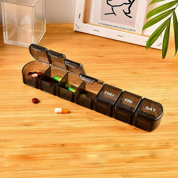 Week Medicine Dispenser With Large Compartments Black Pill Boxes