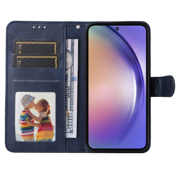 Skalo Pu Leather Wallet Case For Samsung Galaxy A55 5G Blue Cases Covers & Skins