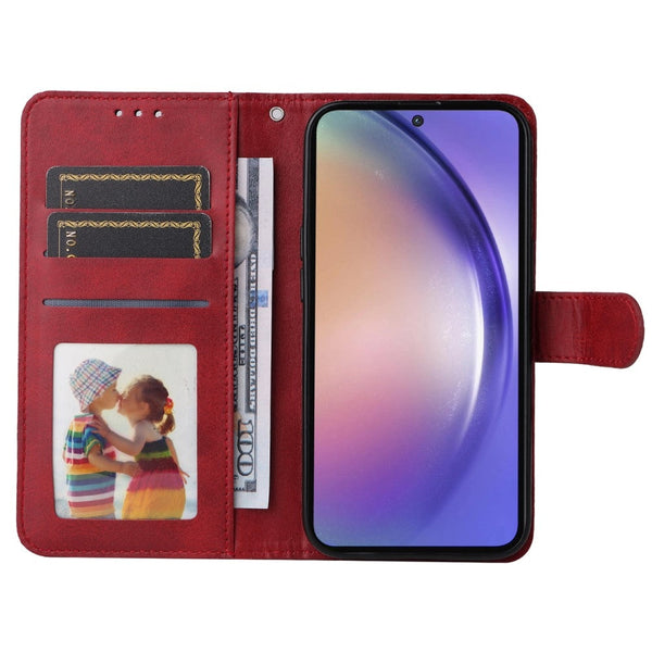 Compatible With Samsung A55 5G Pu Leather Wallet Case Red Cases Covers & Skins