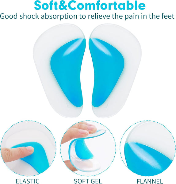Orthopedic Gel 3 Pairs For Arch Support Plantar Fasciitis Silicone Shoe Inserts Insoles