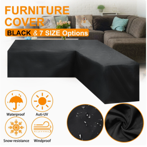 12 Sizes L Shape All Weather Cover Waterproof Rattan Corner Furniture Protector Garden Patio Outdoor Sofa Dust Cover270*200*82Cm Outdoor Furniture Cov