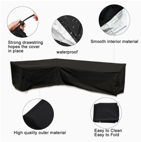12 Sizes L Shape All Weather Cover Waterproof Rattan Corner Furniture Protector Garden Patio Outdoor Sofa Dust Cover270*200*82Cm Outdoor Furniture Cov