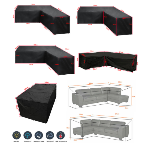 12 Sizes L Shape All Weather Cover Waterproof Rattan Corner Furniture Protector Garden Patio Outdoor Sofa Dust Cover270*200*82Cm Outdoor Furniture Cov