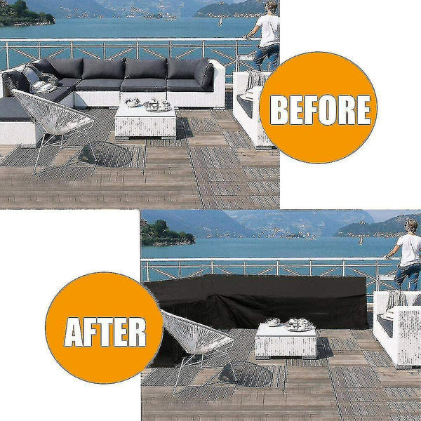 12 Sizes L Shape All Weather Cover Waterproof Rattan Corner Furniture Protector Garden Patio Outdoor Sofa Dust 300 X 98Cm Black Outdoor Furniture Cove