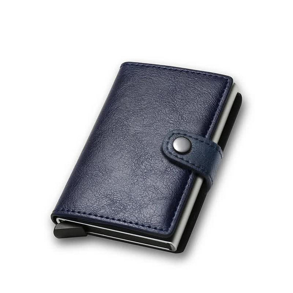 Carbon Fiber Credit Card Holder Wallet Men Rfid Smart Metal Thin Slim Pop Up Minimalist Small Black Vallet Blue Wallets