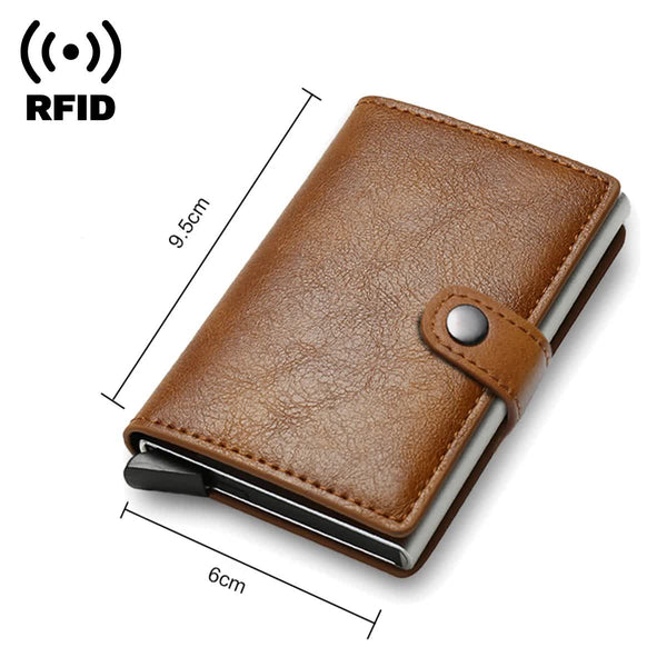 Carbon Fiber Credit Card Holder Wallet Men Rfid Smart Metal Thin Slim Pop Up Minimalist Small Black Vallet Blue Wallets