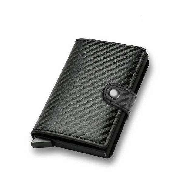 Carbon Fiber Rfid Wallet For Men Metal Thin Slim Pop Up Minimalist Small Black Credit Card Holder Compatible With Most Cards Wallets