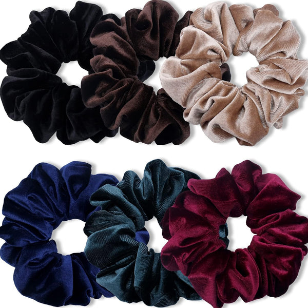 Velvet Scrunchie For Thick Hair Extra Large Soft Ponytail Holder 6 Pack Hair Accessories