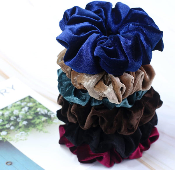 Velvet Scrunchie For Thick Hair Extra Large Soft Ponytail Holder 6 Pack Hair Accessories