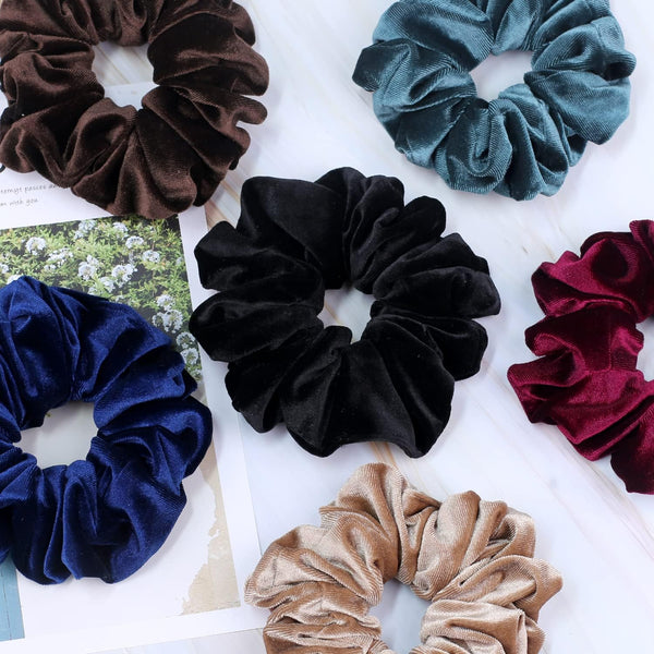 Velvet Scrunchie For Thick Hair Extra Large Soft Ponytail Holder 6 Pack Hair Accessories