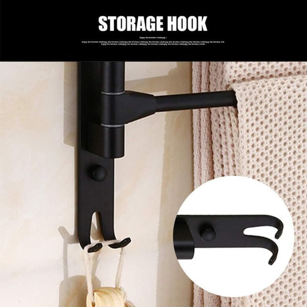Swivel Towel Rack Wall Mounted 4 Arm Rotating Black Towel Racks