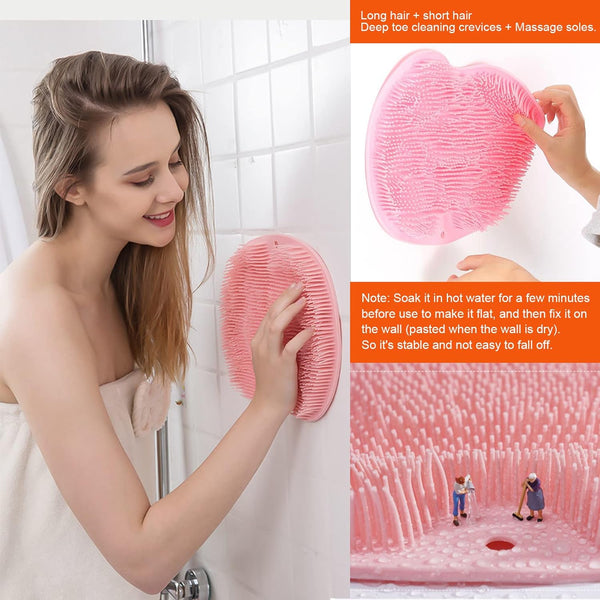 2 Pack Shower Scrubber For Back And Feet Wall Mounted Silicone Bath Massage Cushion Brush With Suction Cups Exfoliators & Scrubs