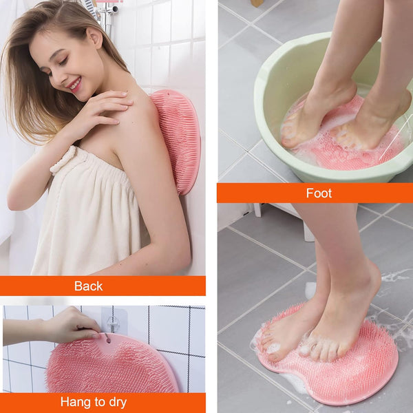 2 Pack Shower Scrubber For Back And Feet Wall Mounted Silicone Bath Massage Cushion Brush With Suction Cups Exfoliators & Scrubs