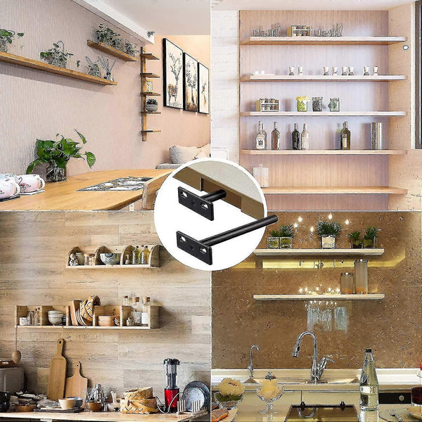 Heavy Duty Invisible Floating Shelf Bracket 4 Pcs Metal Hidden Compatible With Wood Wall Shelves
