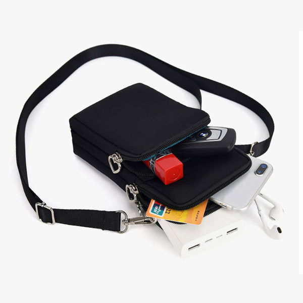Mobile Phone Bag With Shoulder Strap In Durable Nylon Polyester Black Women's Bags & Handbags